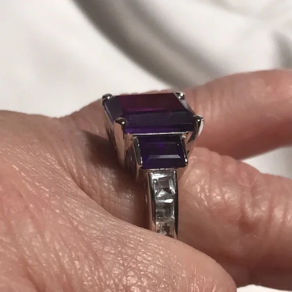 🌹Amethyst with White Topaz Ring Sz 6 & 7